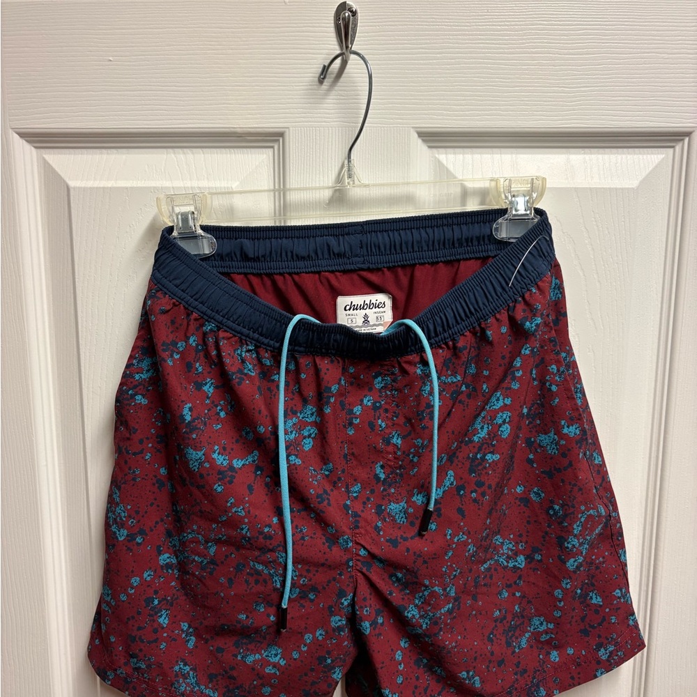 Chubbies Maroon and Teal Swim Trunks